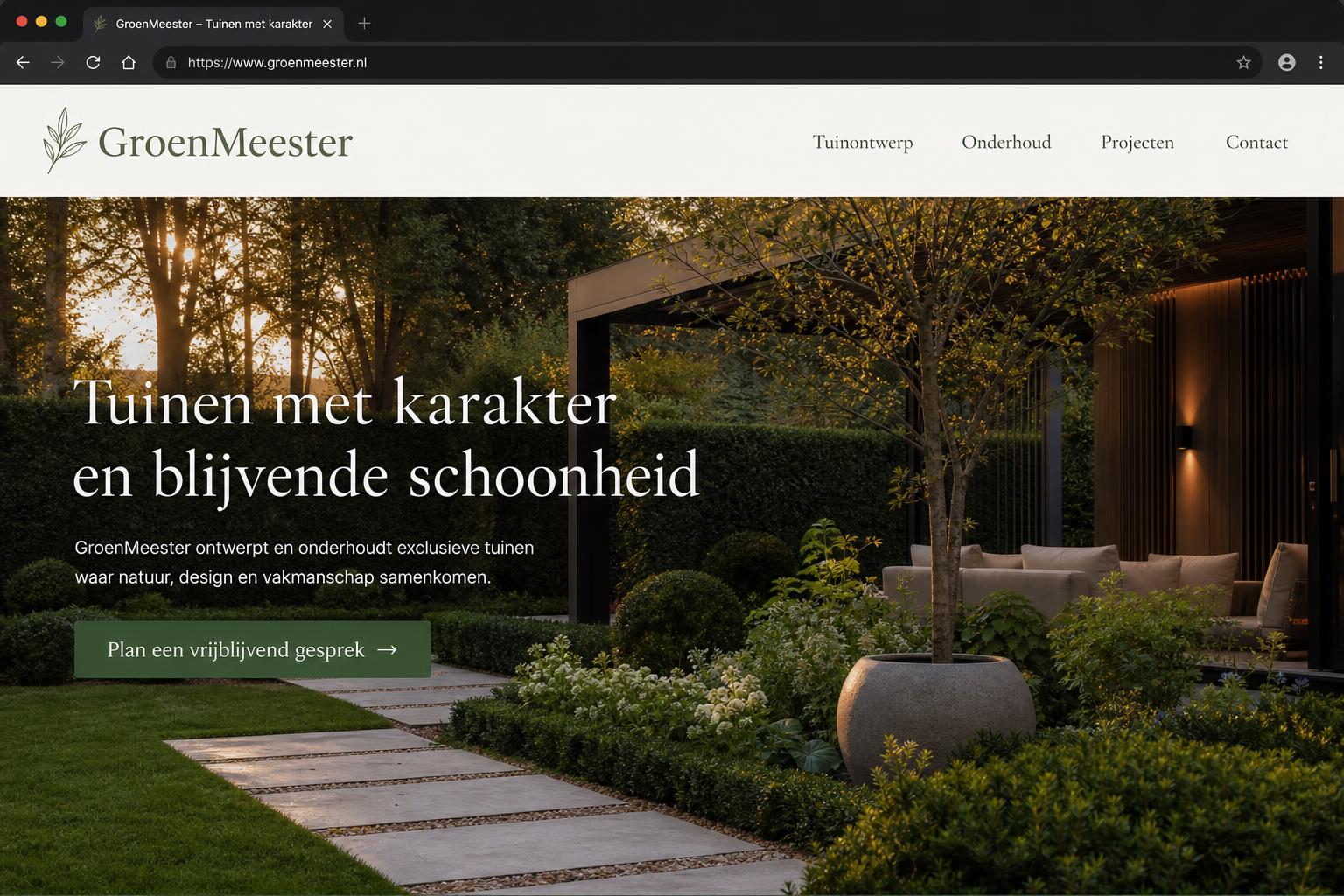Website van GroenMeester (Hovenier) — ontworpen en gebouwd door ScaleStudios