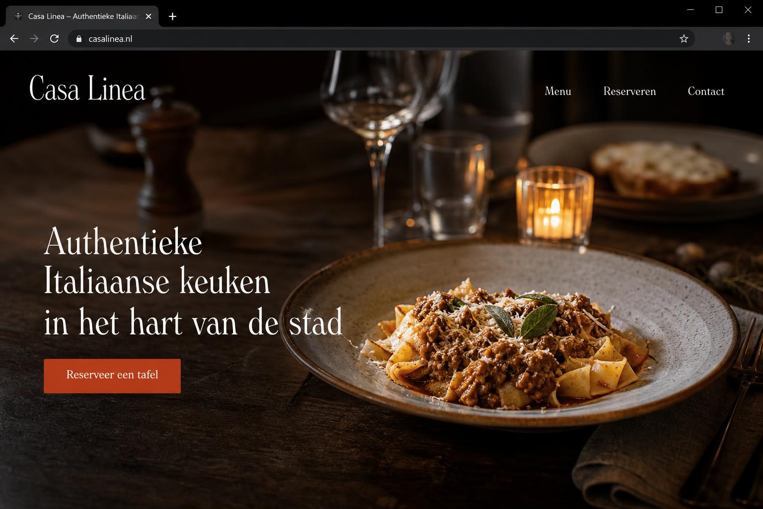 Website van Casa Linea (Restaurant) — ontworpen en gebouwd door ScaleStudios