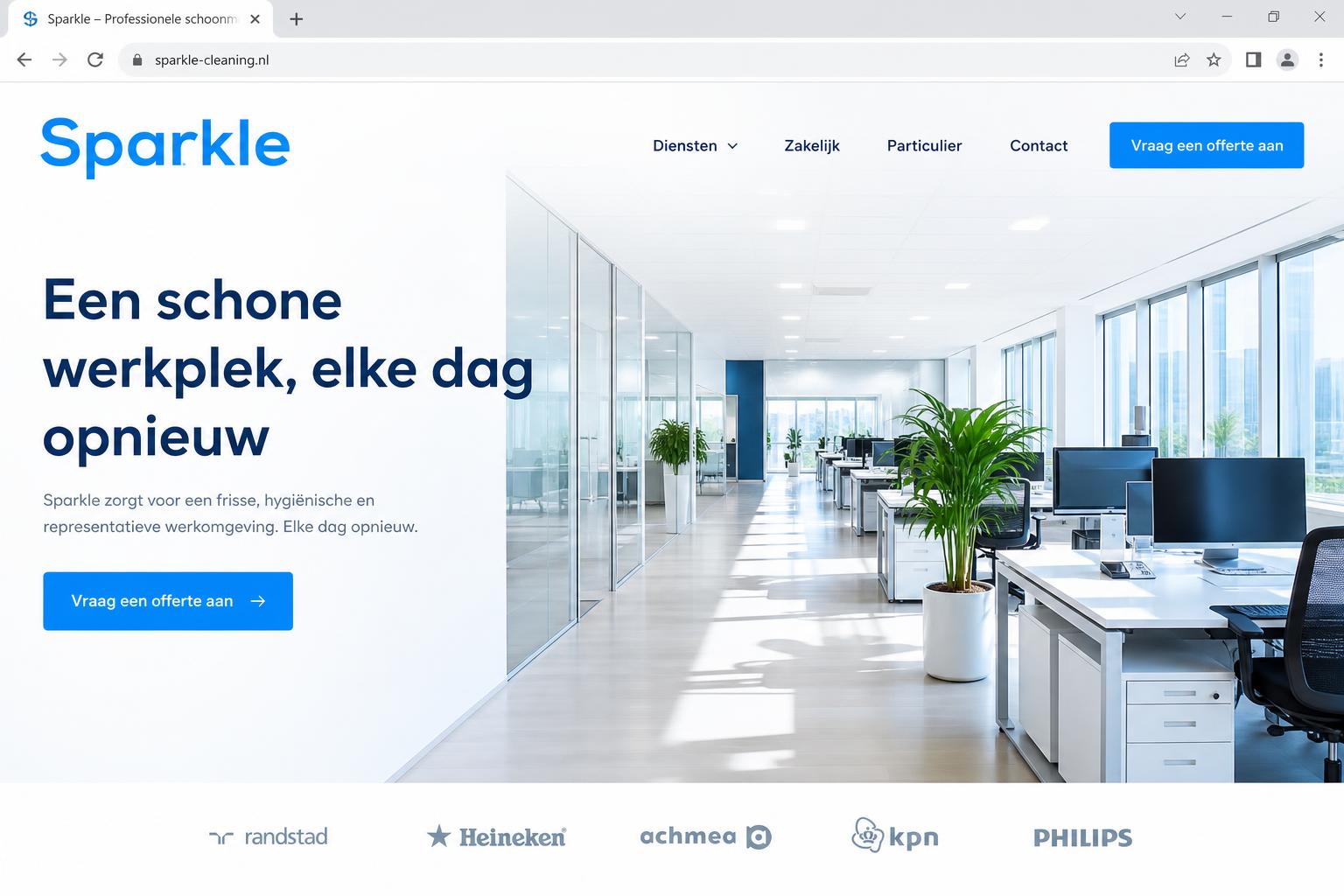 Website van Sparkle (Schoonmaak) — ontworpen en gebouwd door ScaleStudios